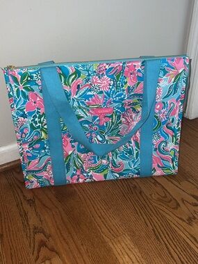 Lilly Pulitzer Turquoise, Pink & Green Floral Tote